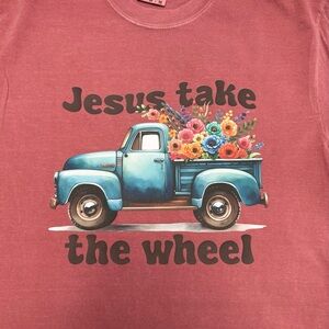 Comfort Colors Maroon Tee with Blue Truck Design